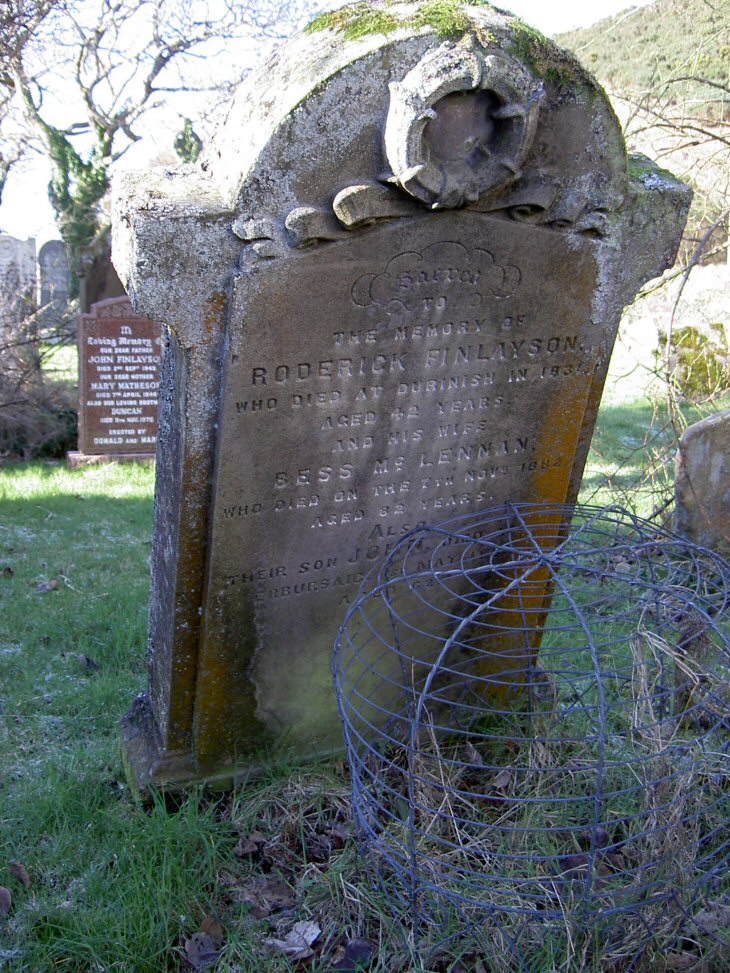 Photo of headstones/Bess McLennan d1882 hdstn LA Kirkton